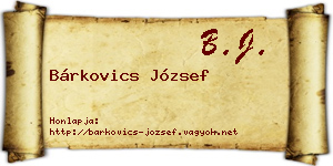 Bárkovics József névjegykártya